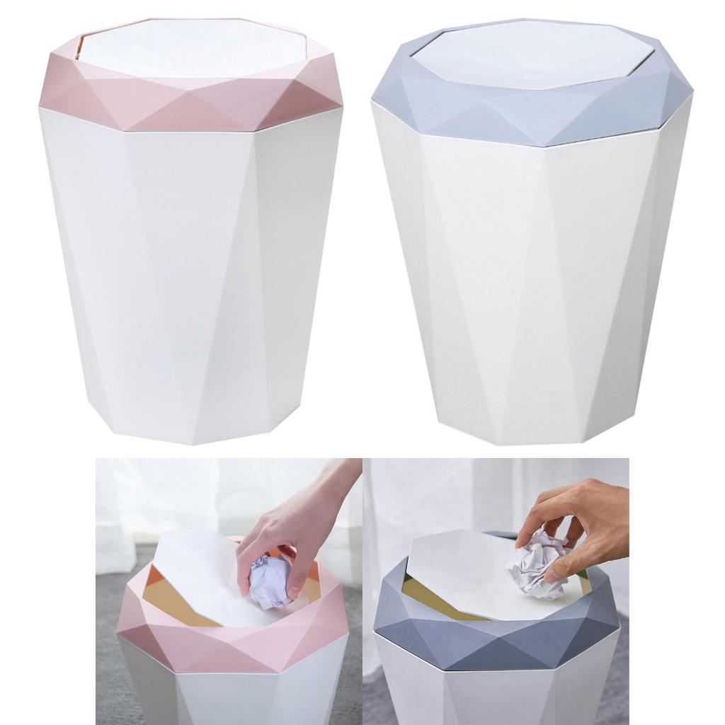 Trash Can with Lid, Trash Bin Trash with Swing Top Lip 12 L Bathroom Trash Can, Garbage Can for Kitchen and Office