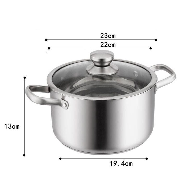 Roestvrijstalen soep dubbele boiler kookgereedschap keuken pan voorraadpotten kookgerei thuis inductiekookplaat pot stoofpot  tg138: 22 cm