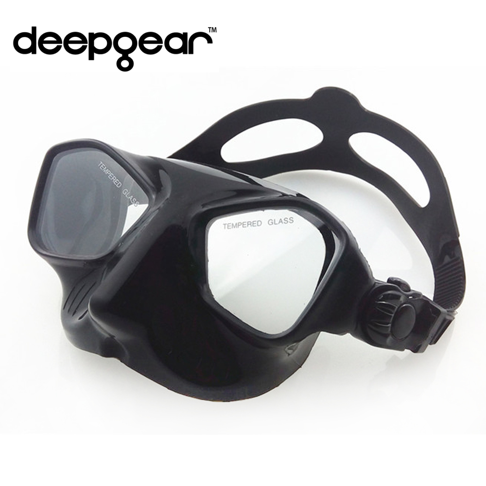 DEEPGEAR Extreme low volume spearfishing mask black silicon freediving mask top spearfishing and dive gears tempered scuba mask