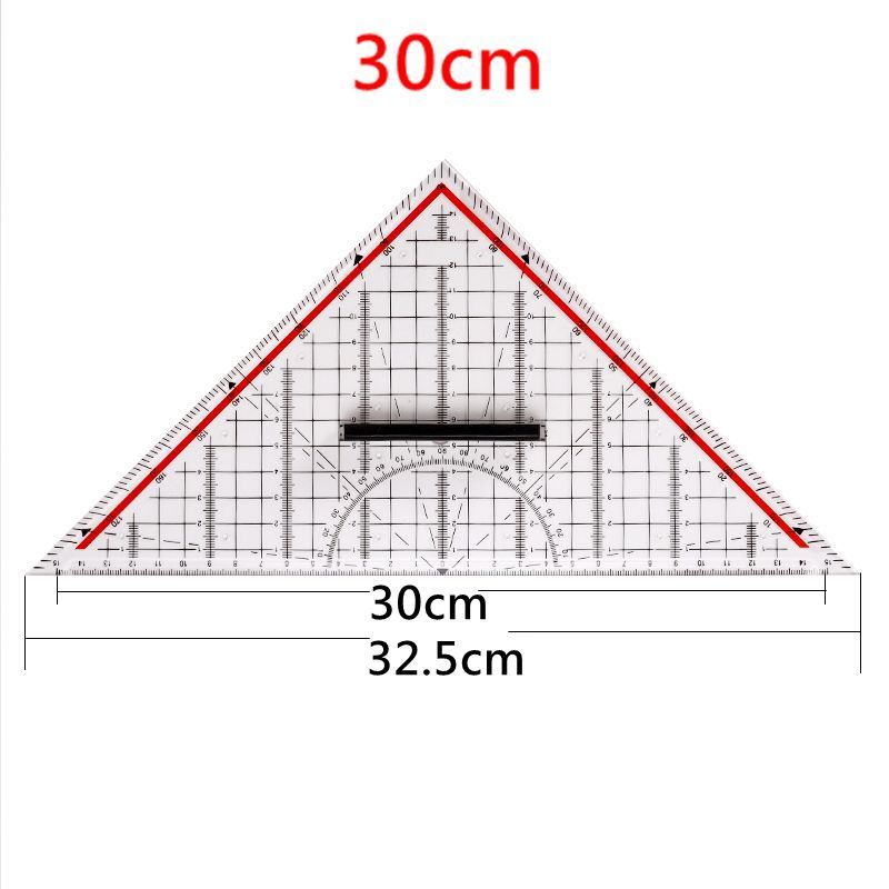 14CM/20CM/30CM Drawing Triangle Ruler Multi-function Drawing Ruler With Handle Protractor Measurement Ruler Stationery: 30CM