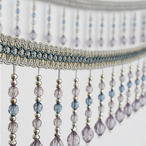 12 meter bradede hængende perler kvast frynser trimmer applikeret stof bånd tape bånd gardin bord bryllup dekoreret  t2583: Grå