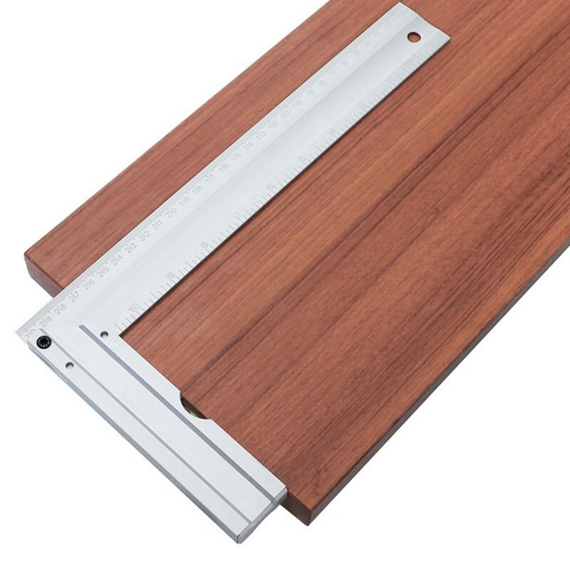 300mm Square Ruler 90 Degrees Aluminum Alloy with Level Bubble Metric/Inch Woodworking Foot Level Tools