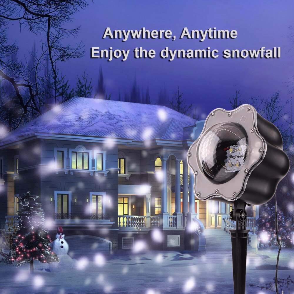 LED Snowfall Projector Lights, Christmas Light White Snow Waterproof Decoration Lamp Remote Landscape Party Event