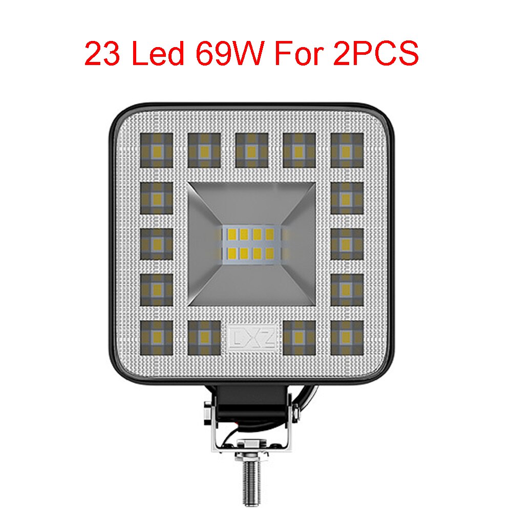 Luz Led de trabajo para camiones y Tractor, foco reflector LED de 87W/69W/57W, 12 voltios, luces de trabajo para 4x4 ATV, todoterreno, luces antiniebla de 24V: 2 pcs 23LED 69W