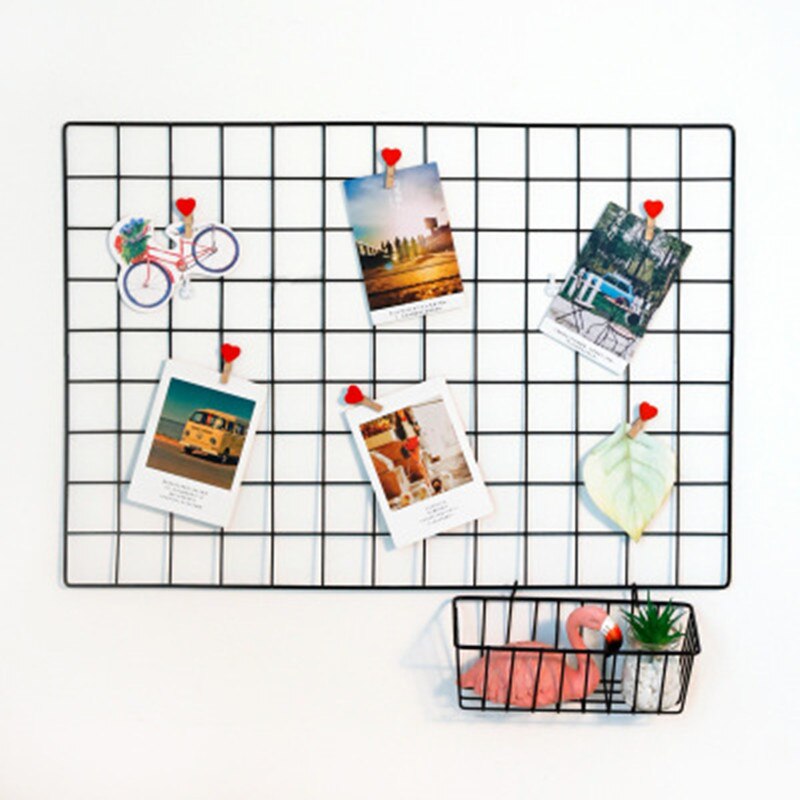 Nordic Ins Thuis Wanddecoratie Ijzeren Rooster Decor Fotolijst Ansichtkaarten Diy Wall Art Display Opbergrek Houder Plank Organisator