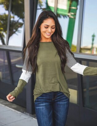 Pregnant Maternity Clothes Nursing Top Breastfeeding Long Sleeve Shirt Size 6-18: Army Green / L