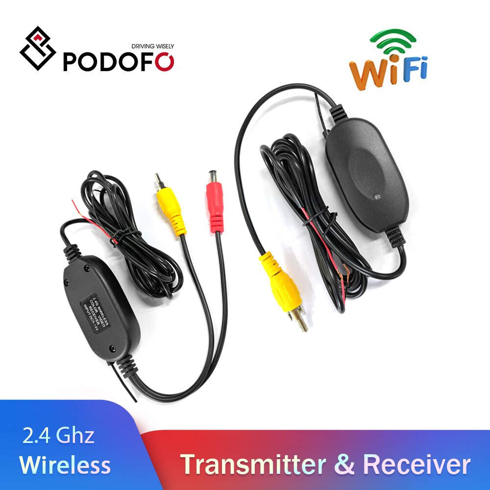 Podofo Auto Achteruitrijcamera Wifi Draadloze Bedrading Kit 2.4Ghz Dc 12V Voertuig Camera Rca Video Draadloze Zender/Ontvanger