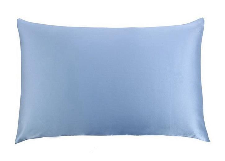 Momme-draps en soie de mûrier | Dimensions: 19, 20x30 pouces, 51X76cm, taille de reine avec fermeture éclair cachée, modèle 100%: 24 sky blue