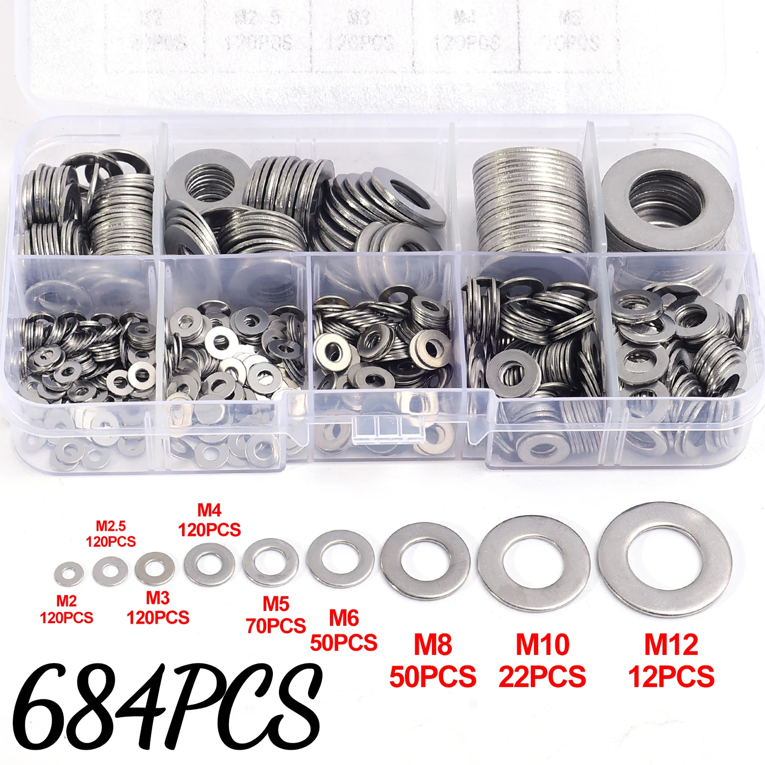 684/180 peças junta de parafuso de aço inoxidável porca lisa arruela fixa para kits de fixadores de reparo industrial M2-M12 arruela plana ultrafina: Verde