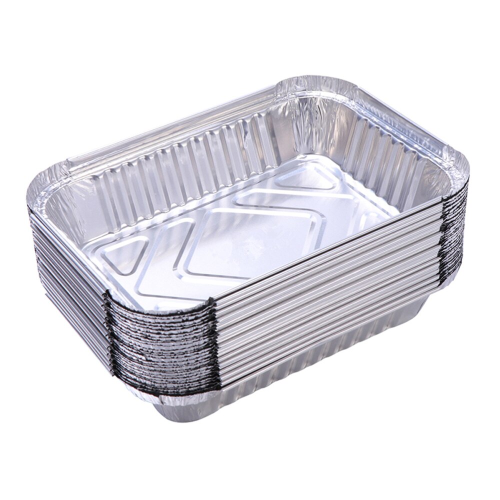 25PCS Disposable BBQ Drip Pans Aluminum Foil Tin Barbecue Pans Food Containers Liners Trays Takeaway Packing Boxes (Without Lid)