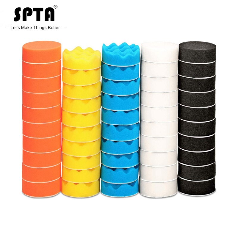 SPTA 22pcs Car Foam Drill Polishing Pad Kit,3inch Polishing Pads 16pcs Buffing Pads,Wool Pads,Multifunctional Cleaning Brush: 50 Pcs 3Inch Set / 1 Sets