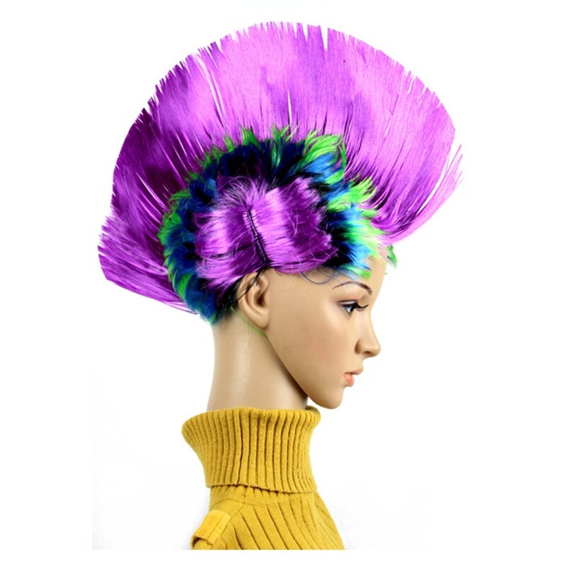 Party Hüte Regenbogen Punk Kostüm Stütze Lustige Schwanz Kamm Haar Hütte Halloween Clown Modellierung Maskerade Hütte für Erwachsene Jugendliche