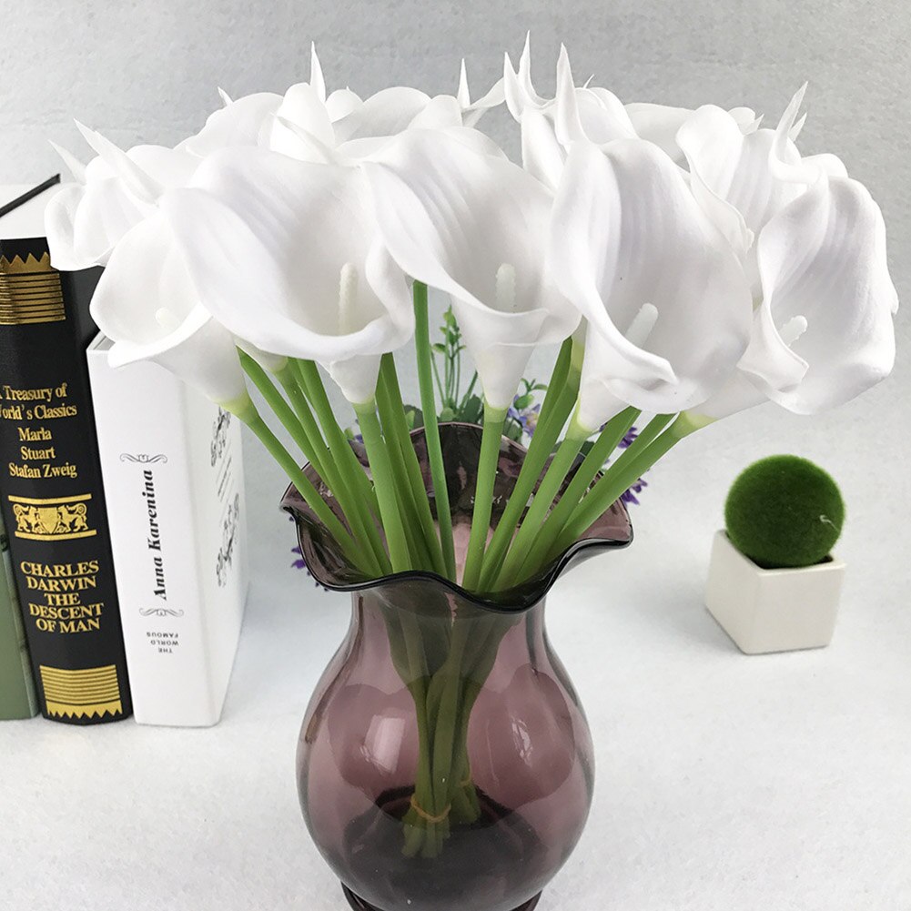 10Pcs Kunstmatige Calla Lelie Bos Latex Real Touch Nep Bloem Tuin Bridal Wedding Tafel Home Decor Boeket