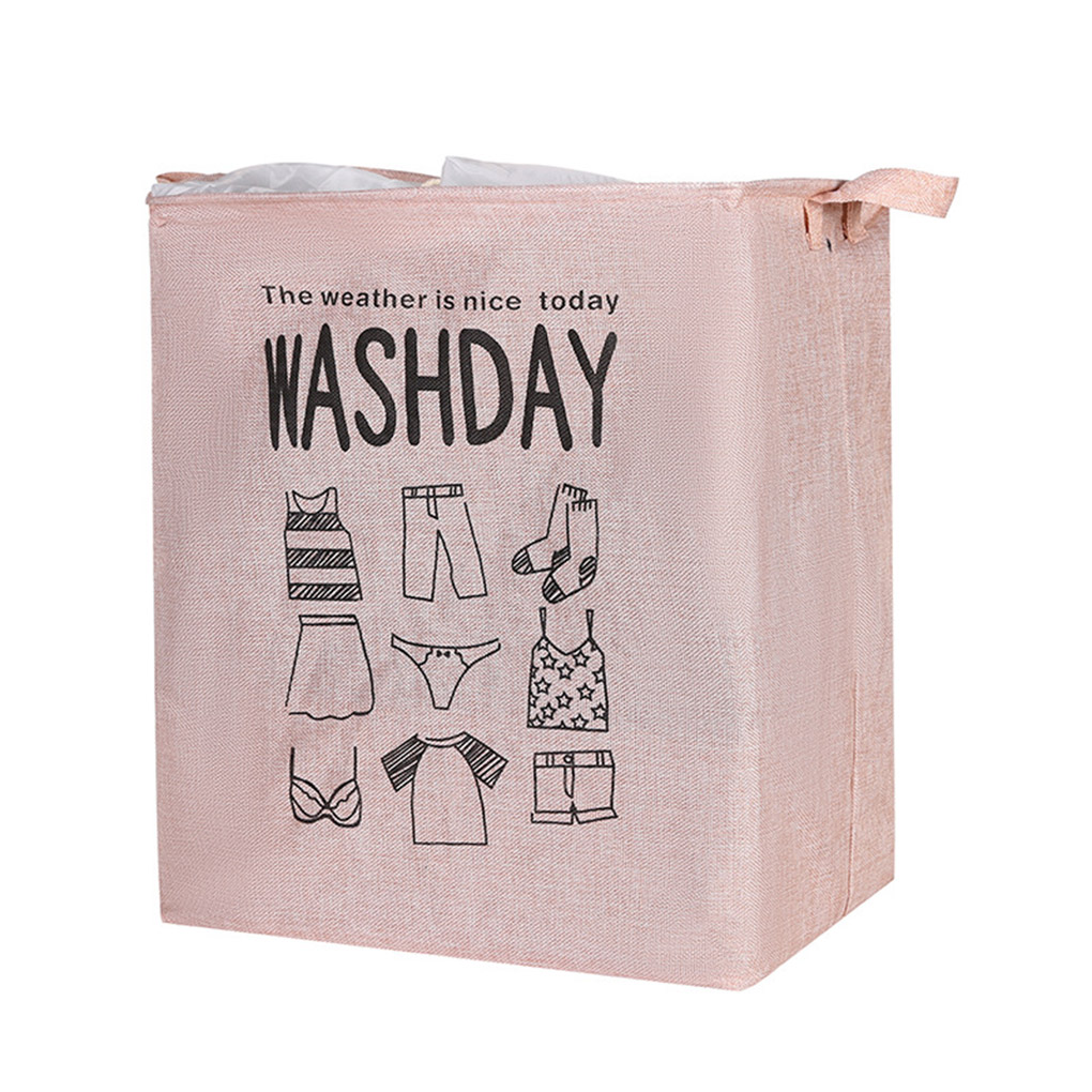 Cube Laundry Bags Foldable Dirty Clothes Laundry Basket Large Portable Clothes Organizer Storage Basket High Capacity Box: Pink