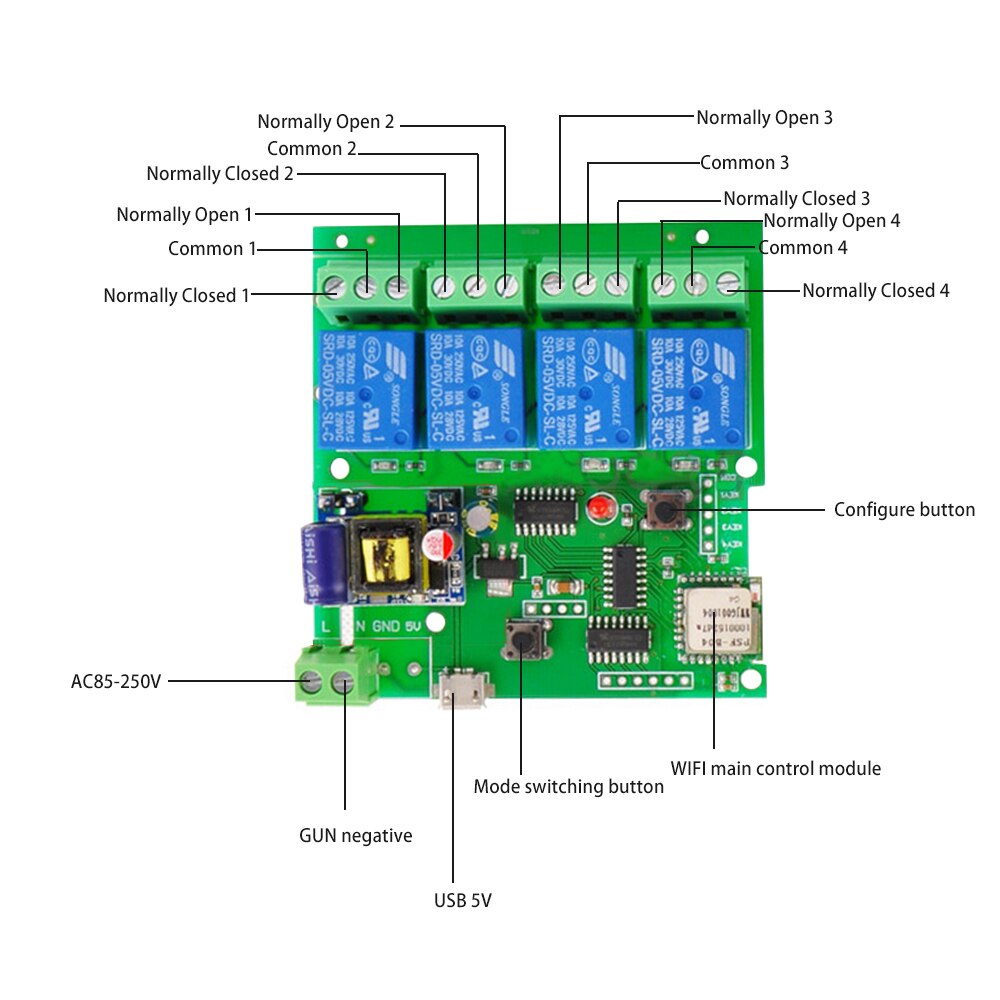 DC5V 12V 24V 32V Wifi Switch Wireless Relay Module Smart Home Automation for Access Control Systemr Inching/Self-Locking