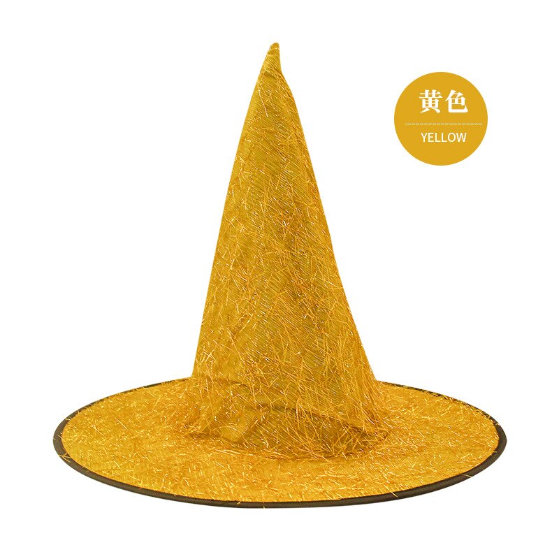 Sombrero de bruja de pelo largo dorado, accesorios decorativos para Halloween,: 6yellow