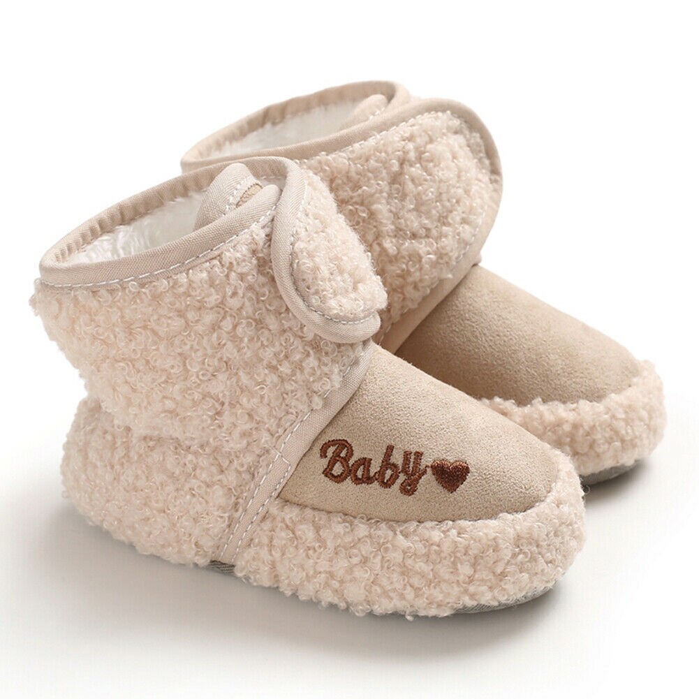 0-18M invierno recién nacido bebé niña suela suave botas de nieve niño infantil zapato de lana Niño botines: Beige / 0-6 meses