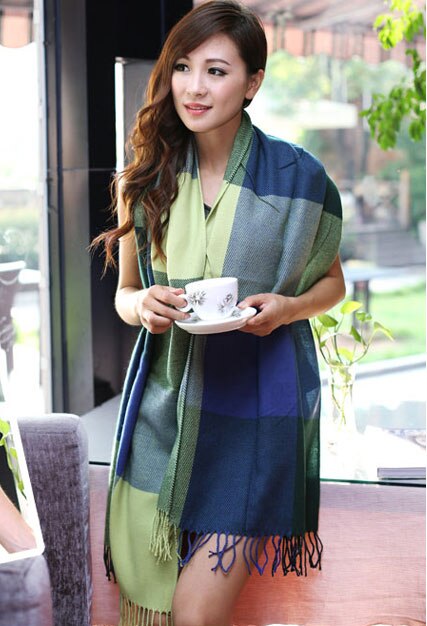 RUNMEIFA Luxury Brand Wool Winter Warm Women Scarf Plaid Thick Blanket Shawls and Wraps Scarves for Women: 6