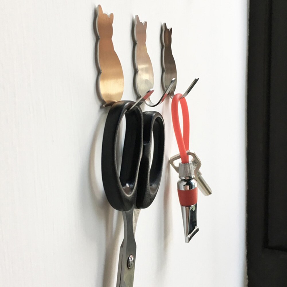 2 sztuk samoprzylepne haczyki ścienne mocny klej łazienka metal kot ściany wzory naklejki drzwi wieszak robić ręczników