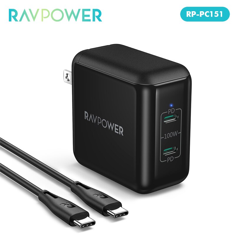 Ravpower 100W Gan Usb C Lader Quick Charge 3.0 Pd Snelle Opladen Krachtige Genoeg Met E-Mark Chipset vouwen Voeten Te Dragen