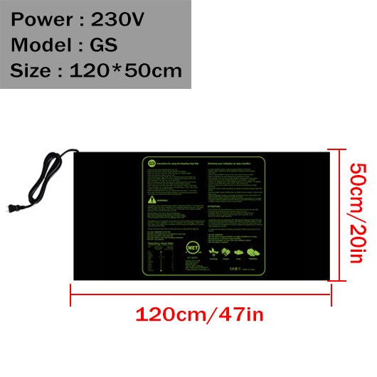 Seedling Heat Mat 110/120/220/230V Seed Germination Growth Heat Mat Plant Potted Bonsai Keep Warm Pad Garden Supplies US UK: 230V 120x50cm