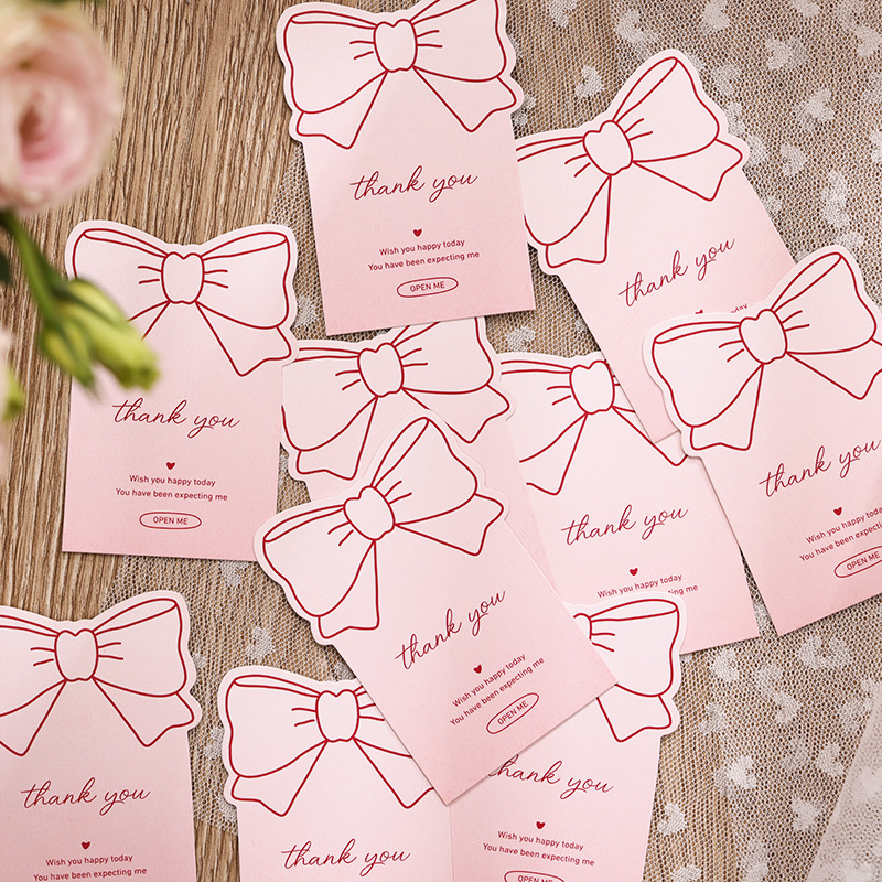 10-30 Uds. Pegatinas de agradecimiento con lazo rosa para paquete, etiquetas adhesivas decorativas para caja de , artículos para hornear, paquete comercial