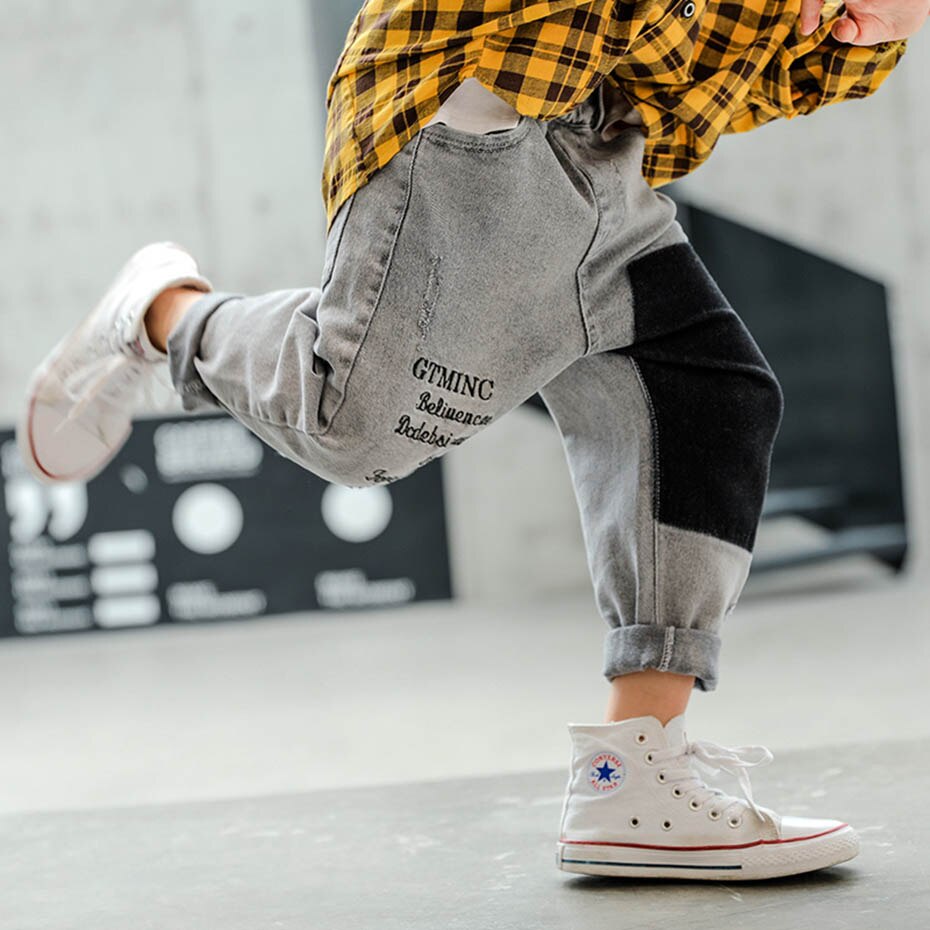 Big Boys Jeans Letter Kids Jeans Boys Autumn Kid's Jeans Casual Style Patchwork Children's Clothing