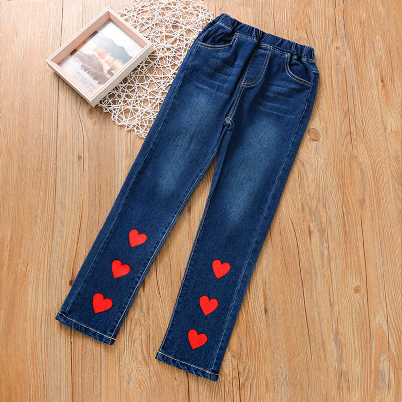 Pantalones vaqueros para niña de 3 a 12 años, modelos de primavera y otoño, pantalones grandes para niño, pantalones de pierna recta estampados: 1 / 130 (5-6Y)