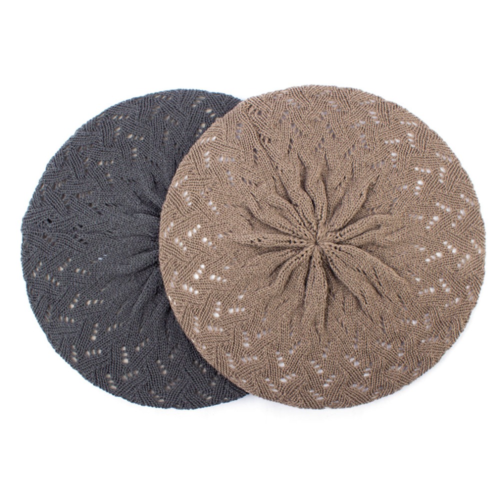 Geebro kvinders almindelig farve strik beret hat damer fransk kunstner beret hatte forår afslappet tynde akryl berets til kvinder beanie
