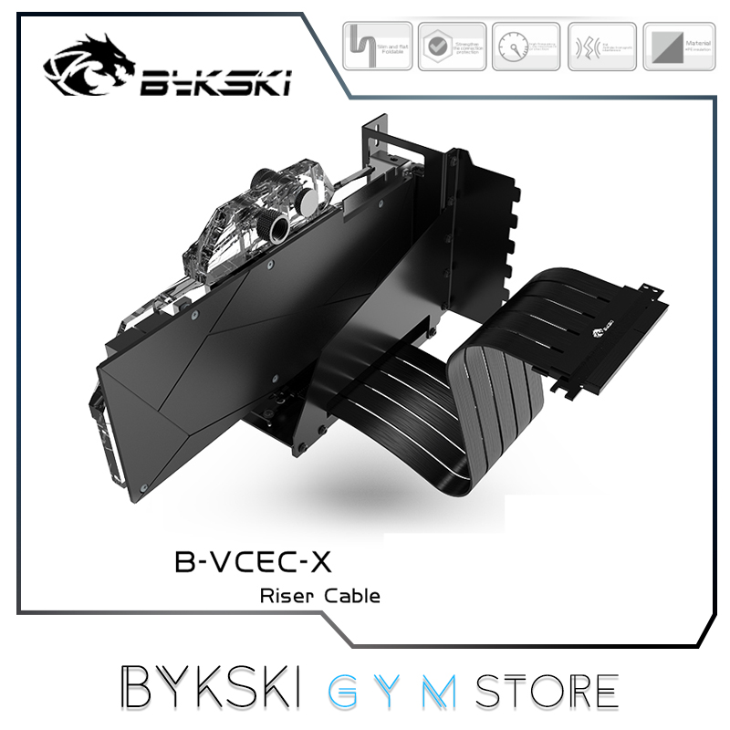 Bykski Graphics Card GPU Holder Vertical Mounting Kit, Bracket + 25cm Extension Riser Cable, PCIE3.0x16