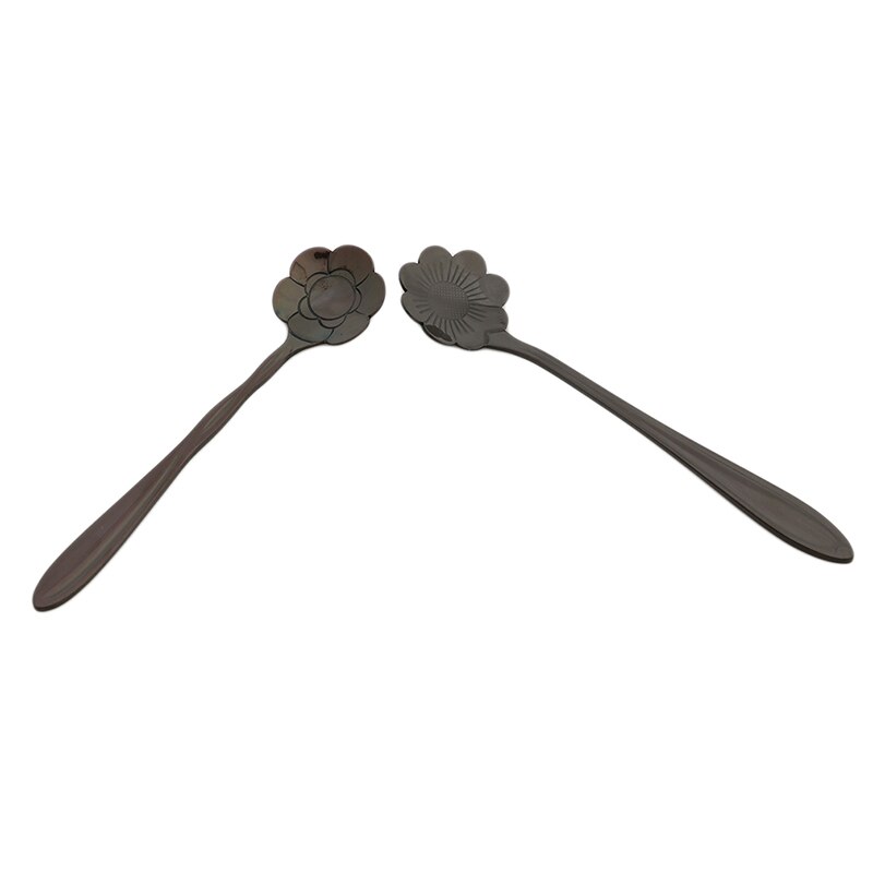 8pcs/set Tea Stainless Steel Coffee Spoon Cherry Blossoms Teaspoons Ice Cream Sugar Flatware Sliver Gold Kitchen Tableware Tools