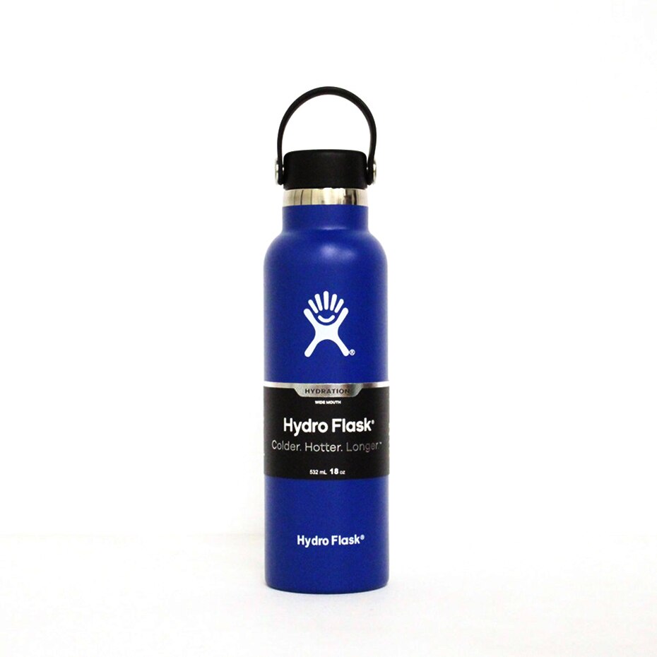 Stainless Steel Water Bottle Hydro Flask water bottle Vacuum Insulated Wide Mouth Travel Portable Thermal 18oz Bottle: Dark blue