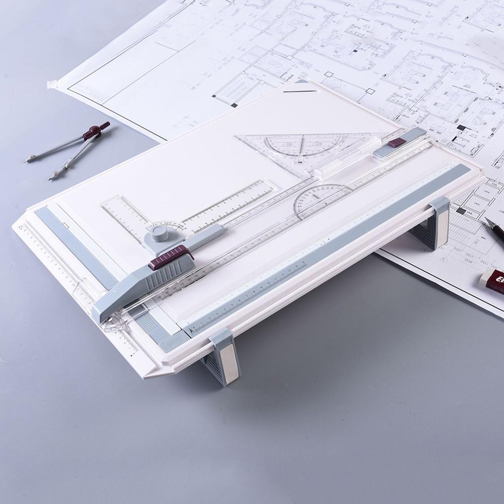 Arkitekt  a3 tegning tegnebræt lineal bord justerbar vinkel kunst tegne værktøj sæt med 2 parallelle linealer og hjørneklemmer