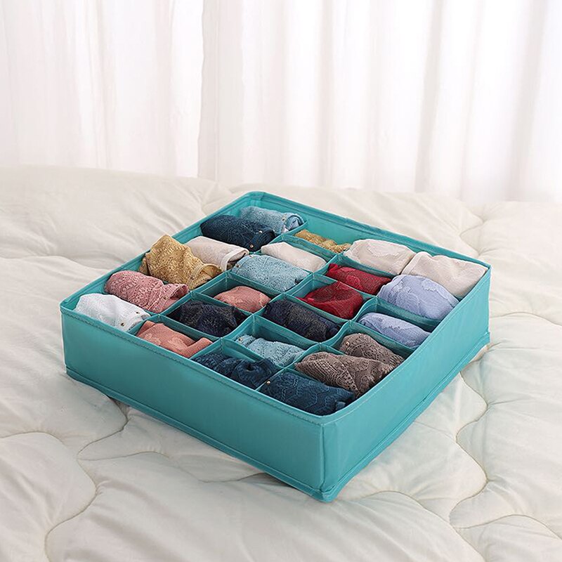 Wandschrank Organizer Lagerung Kasten Faltbare Unterwäsche Veranstalter Lagerung Teiler Schublade Organizer Socken 24 Gitter Kasten für Kleidung: Schwarz