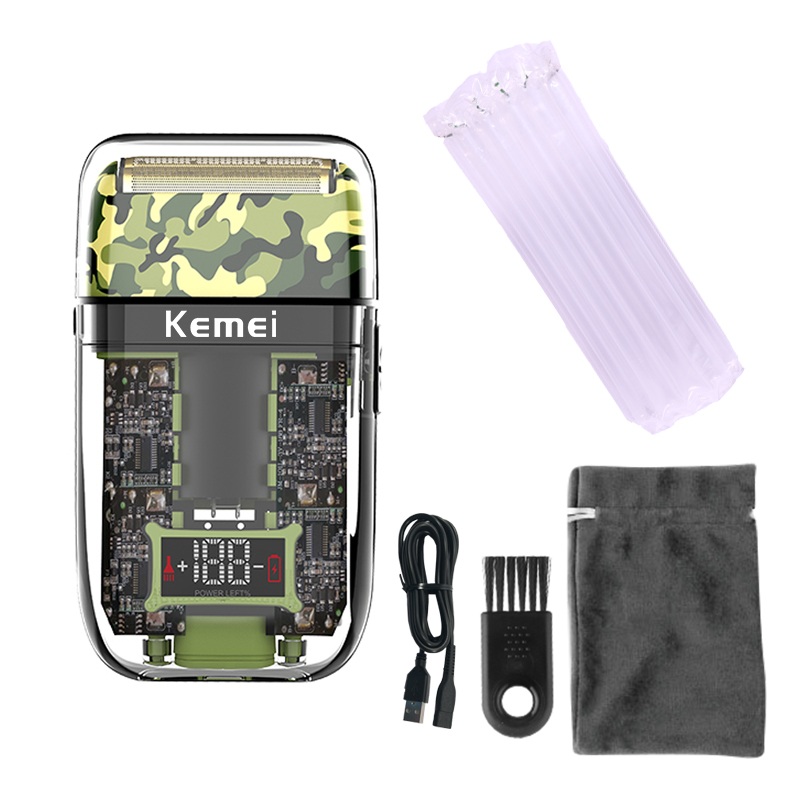 Kemei Transparent Electric Shaver Men Electric Razor Rechargeable Beard Shaver Floating Face Care Shaving Machine: KM-TX7Bubble