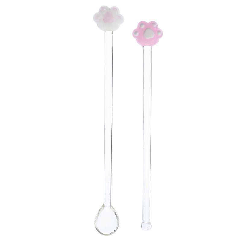 1 Set Glazen Roerstokje En Lepel Kat Poot Cocktail Stok Cocktail Bar Wijn Roeren Stick Mix Lepel Bar Swizzle stok: style B