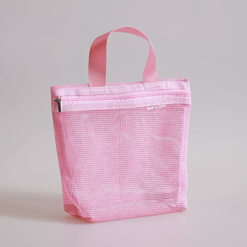 Mesh Makeup Toiletry Storage Bags Handbags Portable Travel Washing Body Shower Tools Organizer Hanging Cosmetic Organizer Pouch: Blue