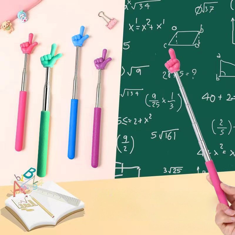 1pPointer dedo palos de lectura de acero inoxidable lectura telescópica dedo material didáctico para profesores puntero dedo palo