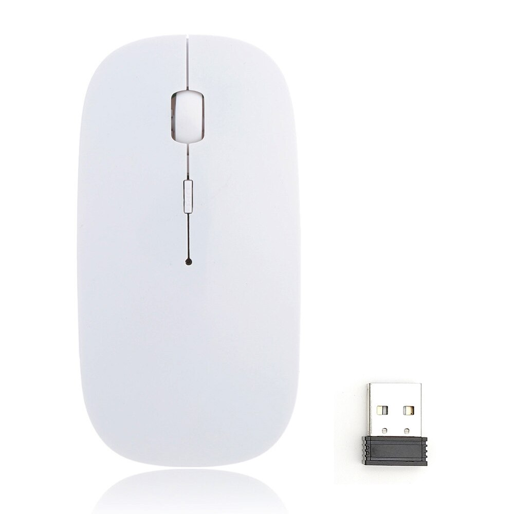 Ultra Thin 2.4GHz Wireless Optical Mouse Computer PC Mice with USB Adapter Mause for all computer laptop Mouse Wireless: White