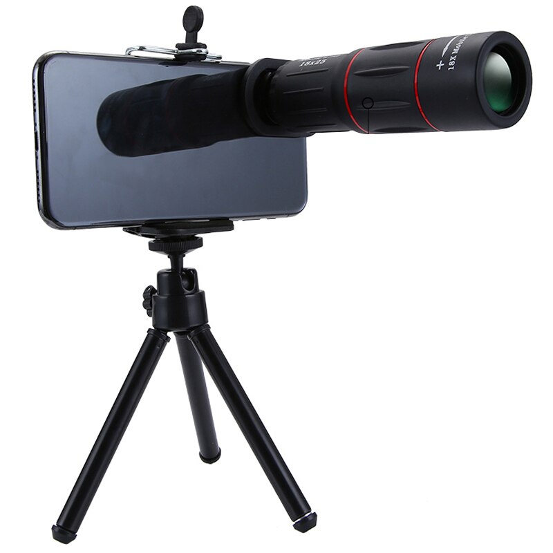 18x25 Monocular Zoom HD Optical Cell Phone Lens Universal Observing Survey 18X Telephoto Lens With Tripod For Smartphone: With Tripod