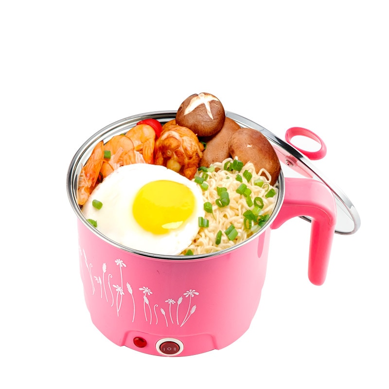 1.8L Multi-function Electric Skillet Noodles Rice Cooker Thermal Insulation Cooking Pot Pan Food Container WITH FREE