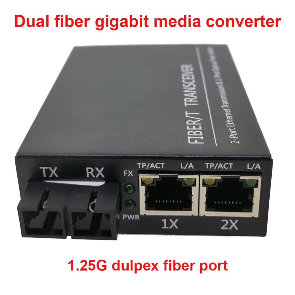 1F2G Dual fiber 1.25G 2UPT Duplex 20KM Gigabit Fiber Optical Media Converter 1000Mbps Dual Fiber Single Mode Fiber Transceiver