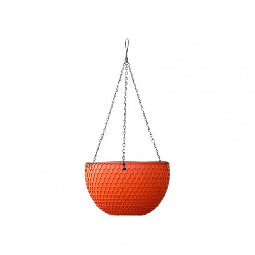 Hanging Flower Basket Imitation Honeycomb Self Water Absorption Waterproof Outdoor Resin Plant Hanger for Garden: Brick Red S