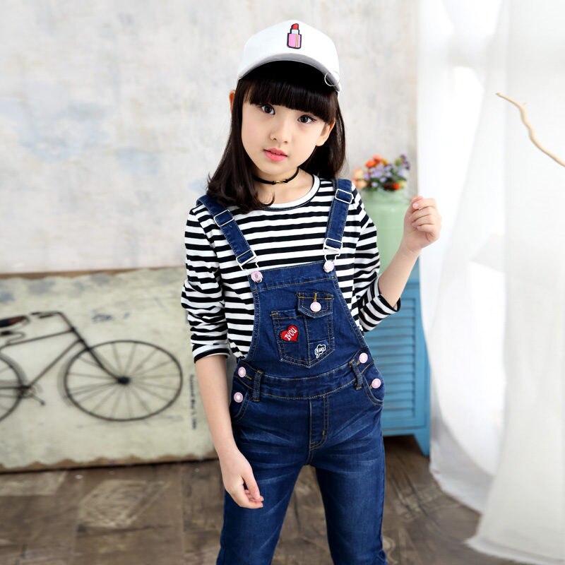 Kids Denim Overalls Broek Baby Meisje Jeans Jumpsuit Kinderen Meisje Tuinbroek Overalls Voor Tieners Jardineira 5 7 9 11 13 14 Jaar
