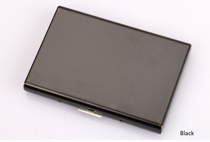 Solid Men Stainless Steel Credit Card Holder Id Business Card Case Wallet For Women 6 Colours: Black2