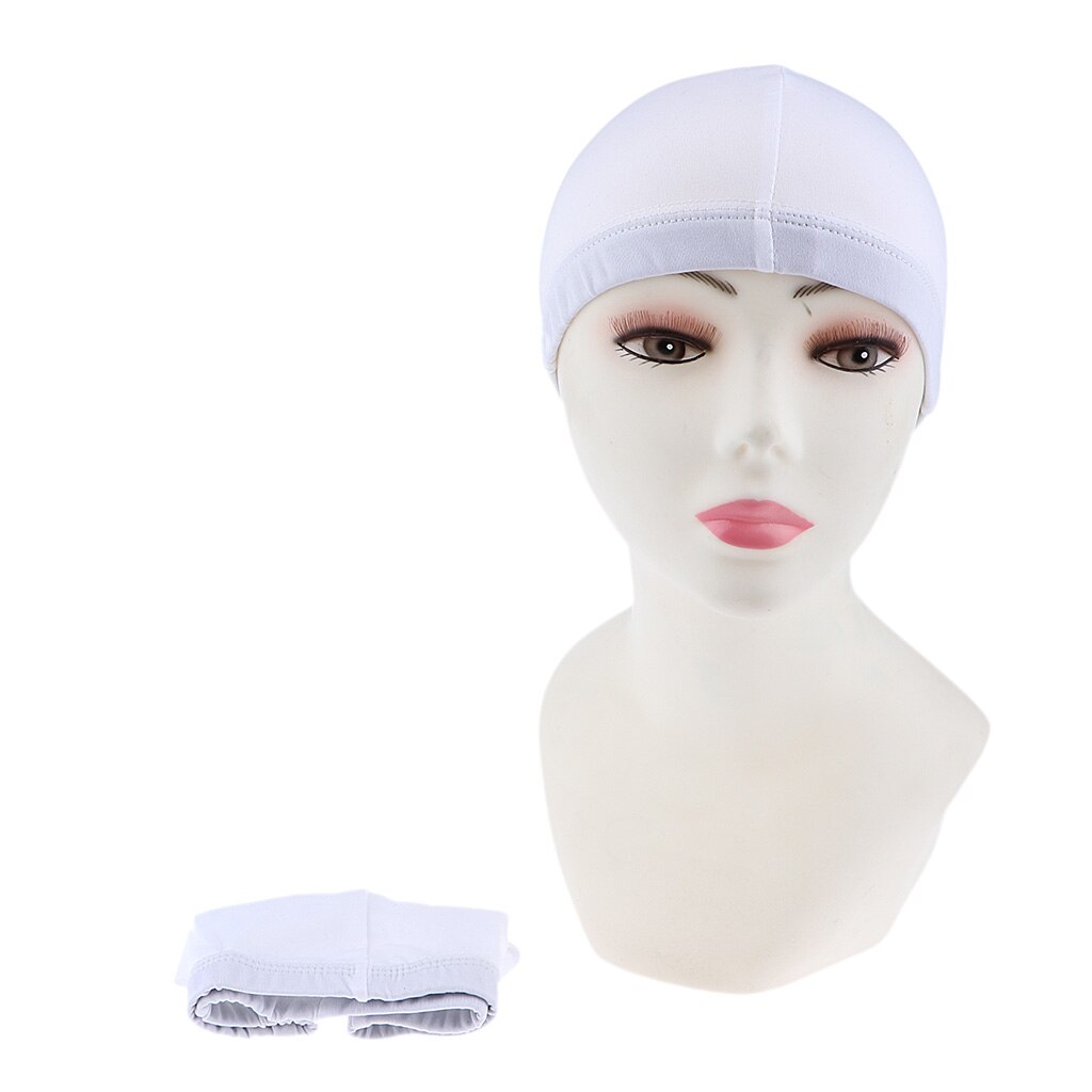 2 unidades de red de malla para el pelo de la tapa de la bóveda del Spandex para hacer pelucas redecilla tapa de la peluca elástica: White