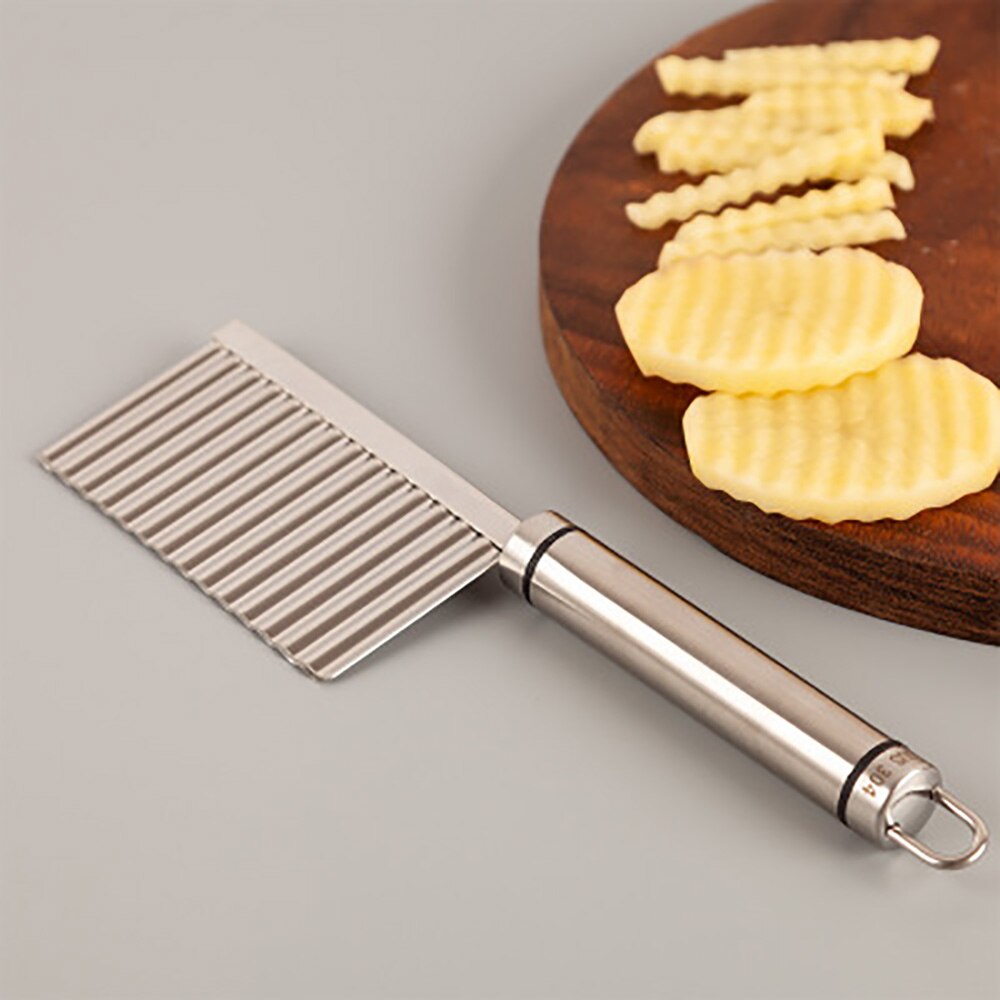 Rimpeluitvoering Cutter Keuken Slicer Rvs Wave Cutter Aardappel Golf Mes Franse Fry Cutter Groenten Koken Tool