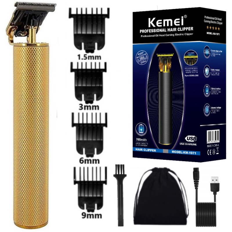 Kemei 1971 Oplaadbare kapper tondeuse voor mannen elektrische professionele baard tondeuse snoer/snoerloze haar snijmachine: green