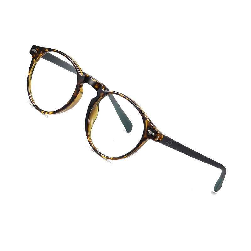 Aofly meekleurende bril voor dames, ronde anti-blauw licht bril voor dames, vintage optisch montuur, computerbril op sterkte  uv400: C4 luipaarden