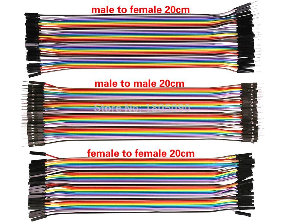 Cable Dupont para arduino, cable Dupont de 20cm macho a macho + macho a hembra + hembra a hembra, 120 unids/lote